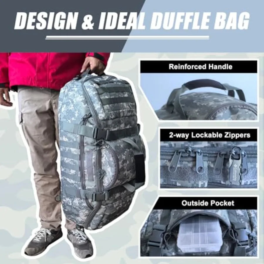 Large Travel Duffle Bag Military Tactical Backpack Army Assault Pack 3 Day Bug Out Rucksack for Outdoor Sports Hiking Camping w