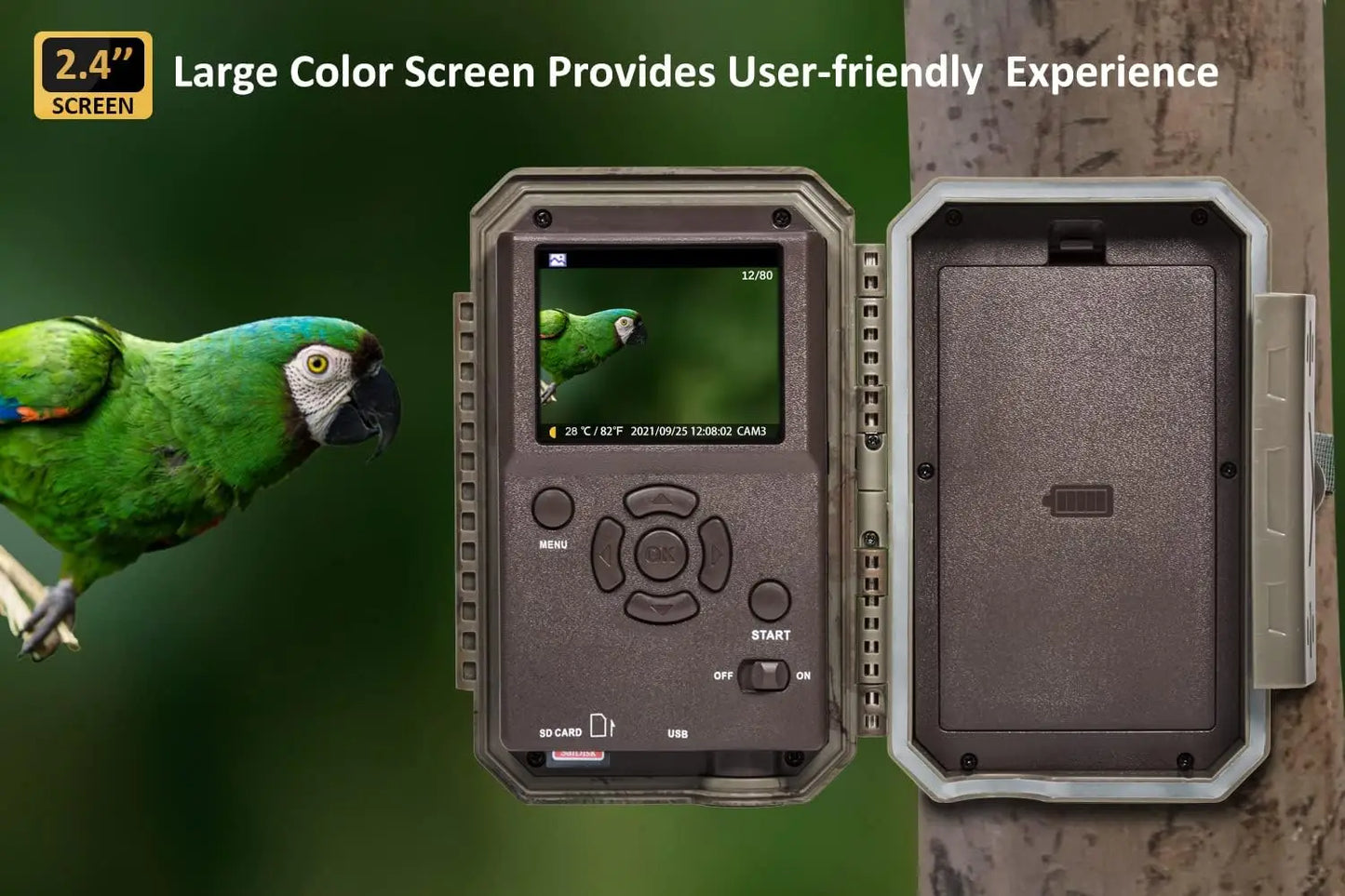 64MP Trail Camera with No-Glow Night Vision, Motion Activated, Waterproof for Wildlife and Hunting