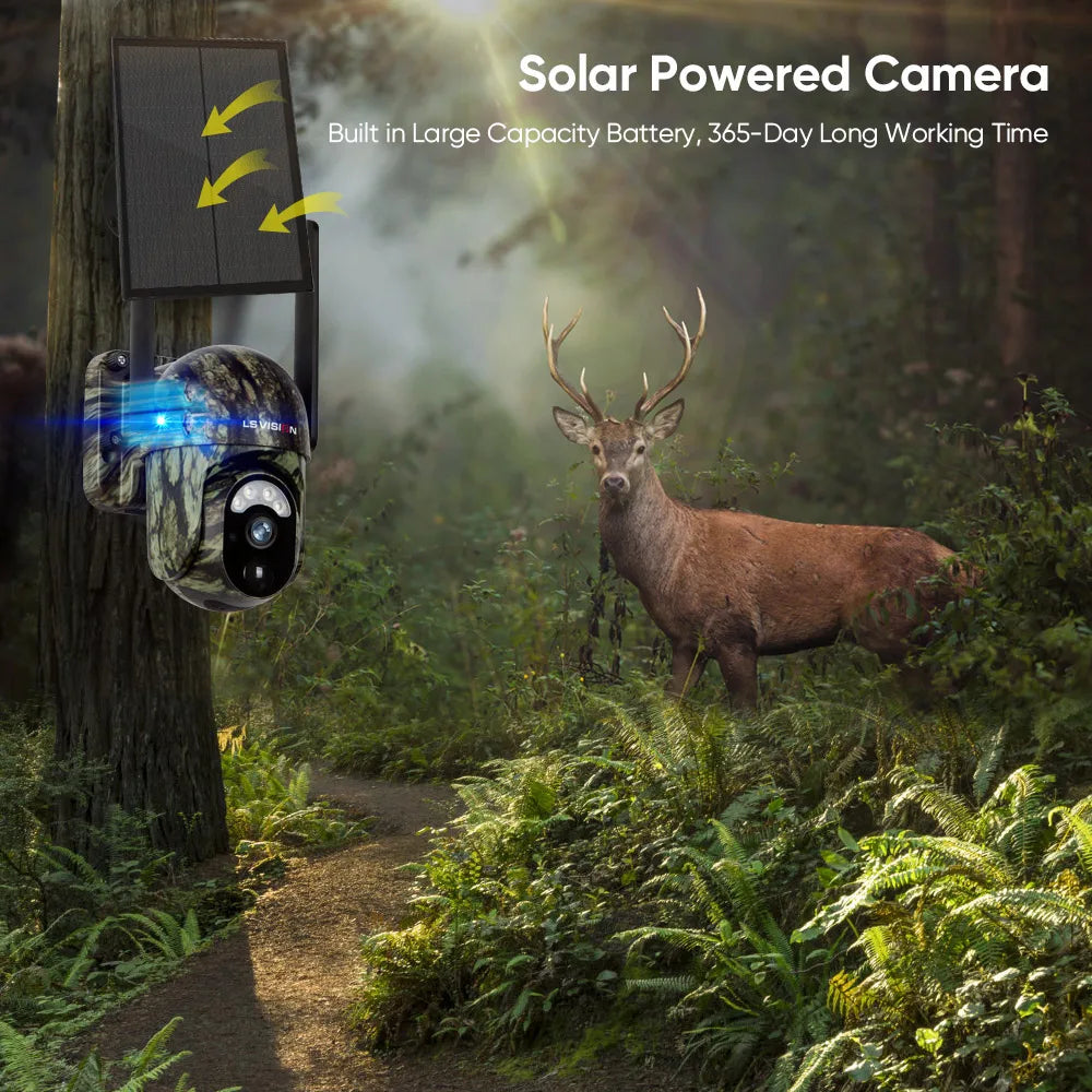 Ubox 4G SIM Solar Security Camera WiFi Outdoor Surveillance Camera Cellular Trail Cam Color Night Vision Human/Animal Detection