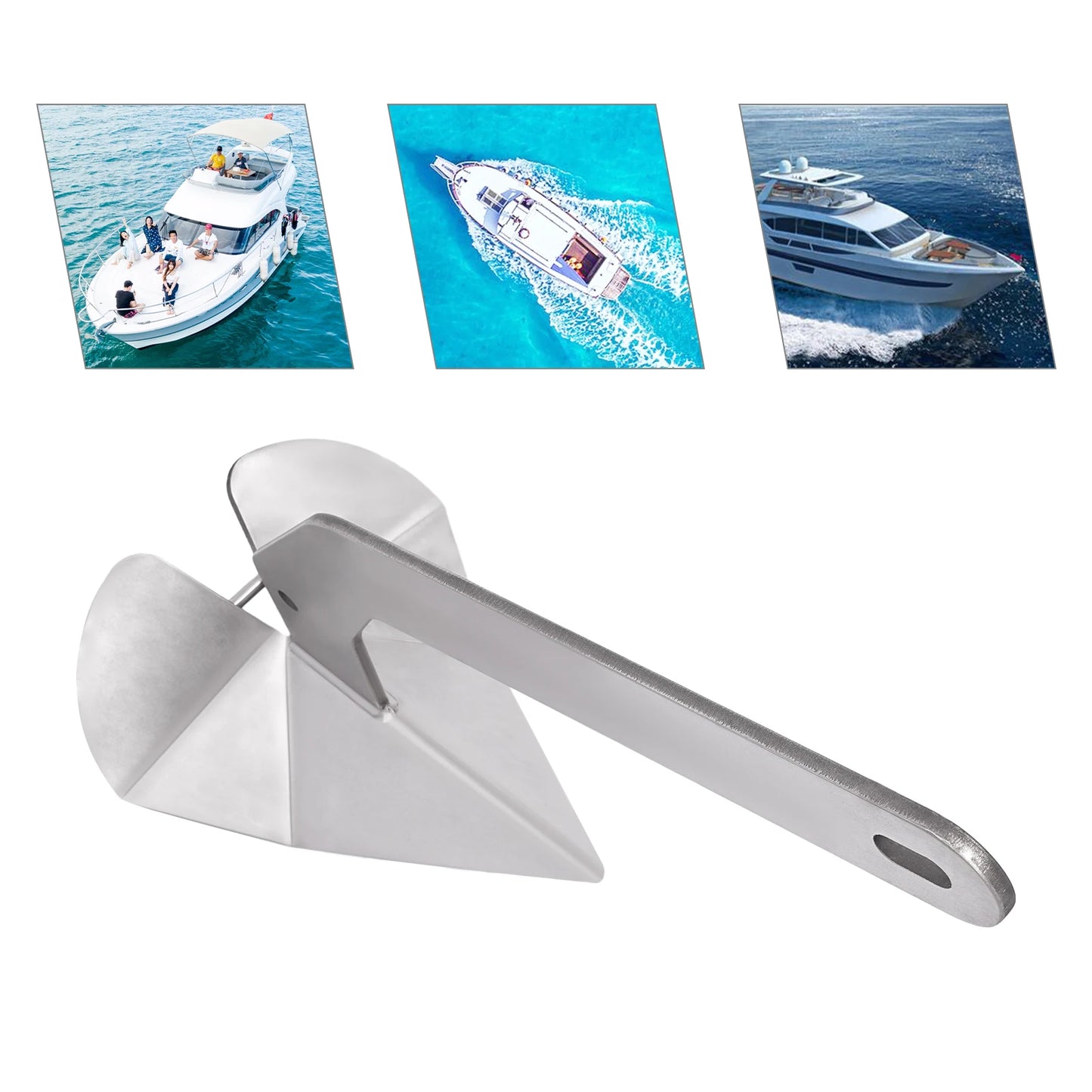 Stainless Steel Boat Anchor 32 lbs, Wing Style Small Yacht Anchor, Marine Anchor for Mud Sand Rock, 30.3x14.6x13.6in