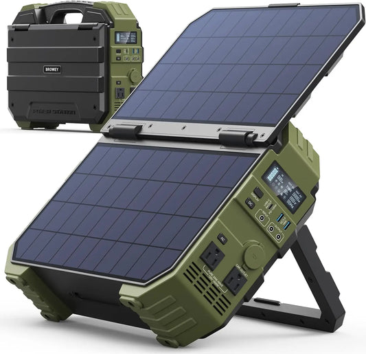 1600W (3200W Peak) Portable Power Station, 1024Wh LiFePO4 Battery With Built-in Solar Panel, 100W USB-C PD, Solar Generator