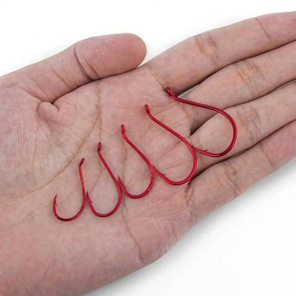100 Pack Octopus Fishing Hook Saltwater & Freshwater Live Bait Offset Catfish Bass Surf Fishing Hooks Texas Drop Shot Rig Carp Bluegill Tuna