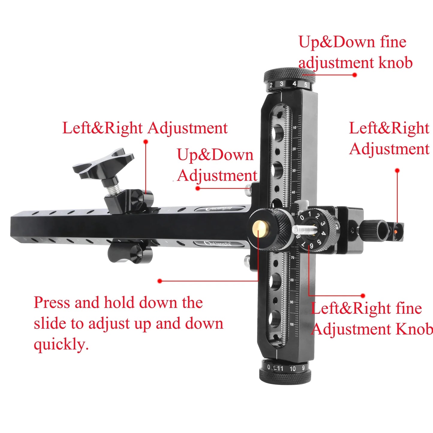 Aluminum Recurve Bow Sight 1 Pin Adjustable Right Hand for Archery Hunting Target Shooting Practice Use
