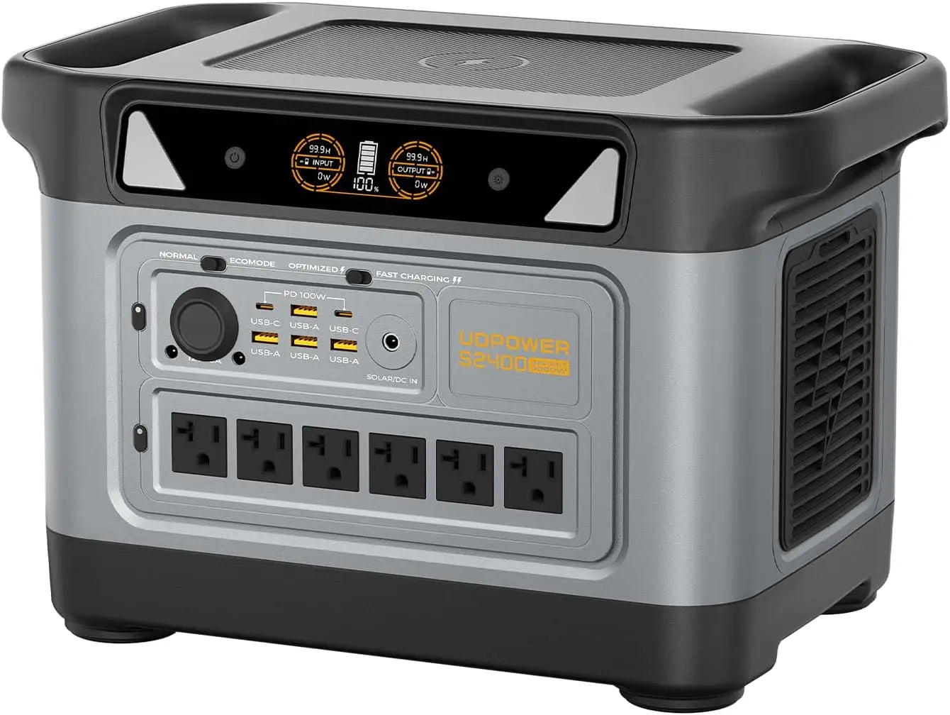 S2400 Portable Power Station(Solar Panel Option), 2083Wh LiFePO4, 2400W (Surge 3000W) UPS, 6 AC Outlets, Solar Generator For RVs