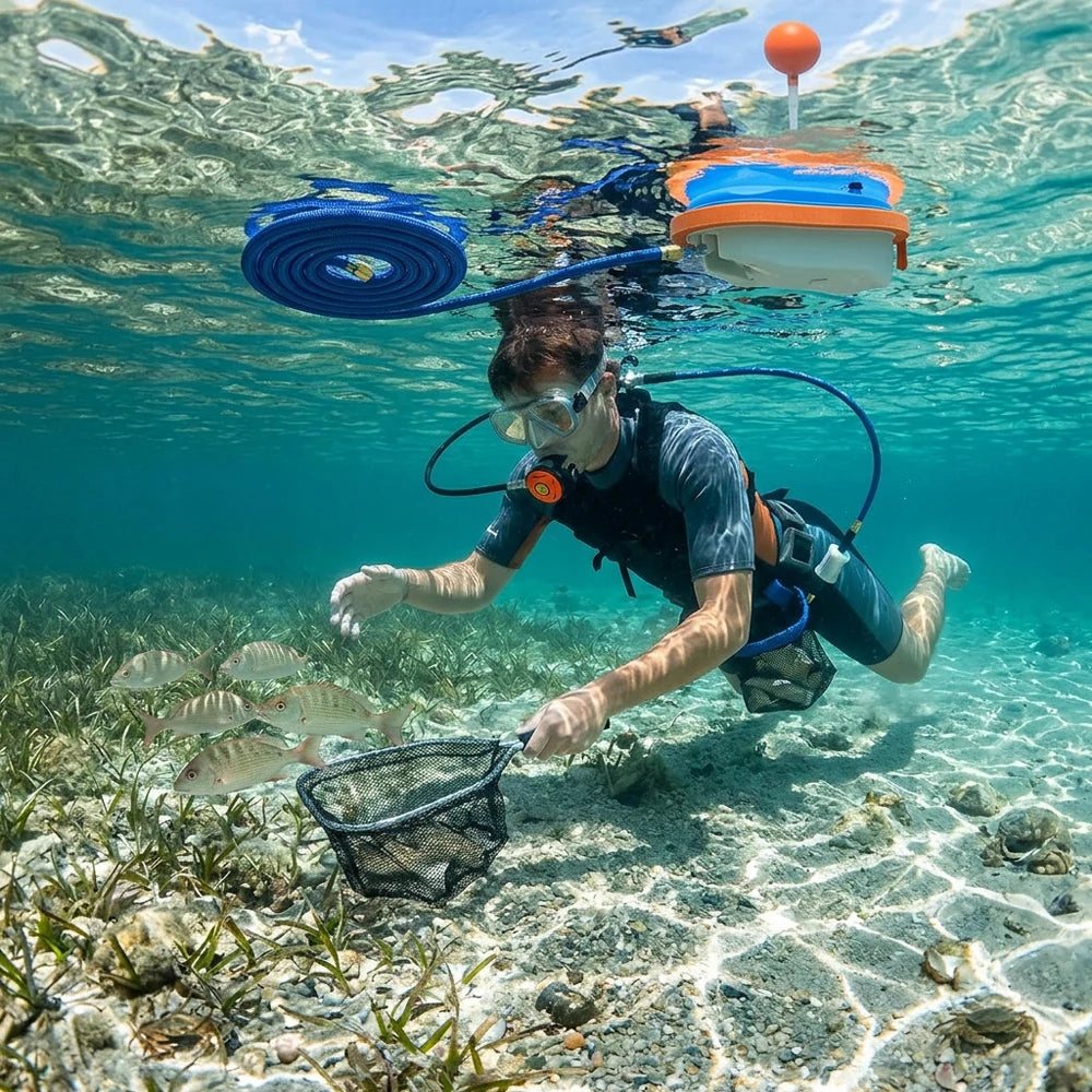 LieYu Waterproof Rechargeable Snorkeling Equipment Portable Tankless Scuba Diving Ventilator Underwater 45min Working 7m Depth Tankless Underwater Breathing System