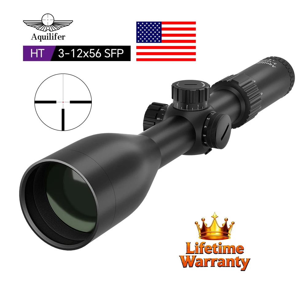Aquilifer 3-12x56 Hunting Scope ED Glass Fully Multi Coated High Light Transmission for Dawn Dusk