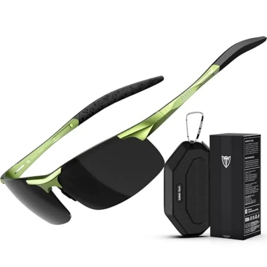 0.9 oz Polarized Sunglasses Men Sports: UV Protection Anti Glare Wrap Around Lightweight Metal Fishing Golf Running