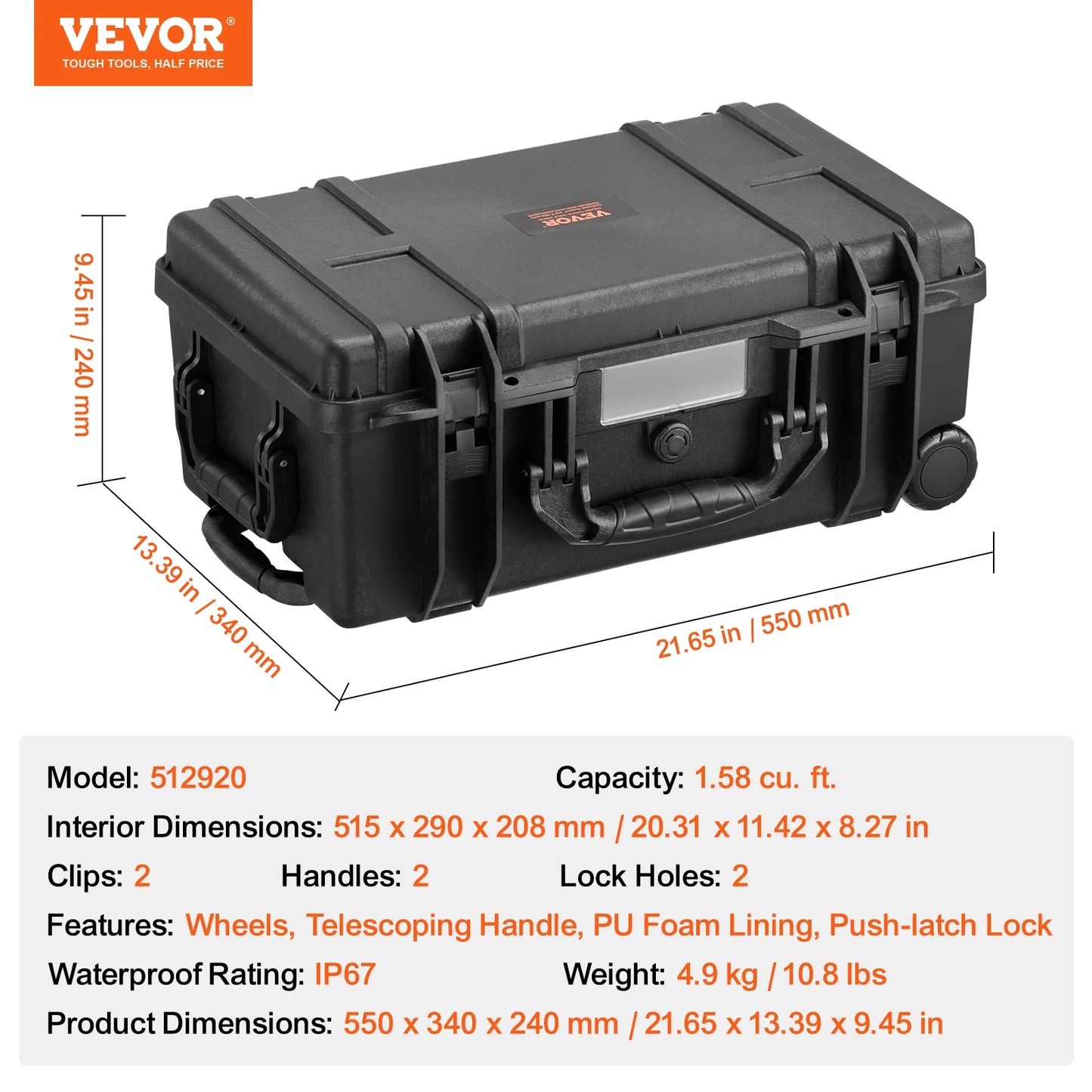 Weatherproof Hard Case HeavyDuty Protective Dry Box Case with Pre-cut Foam for Travel Hunting Military Tactical Cameras