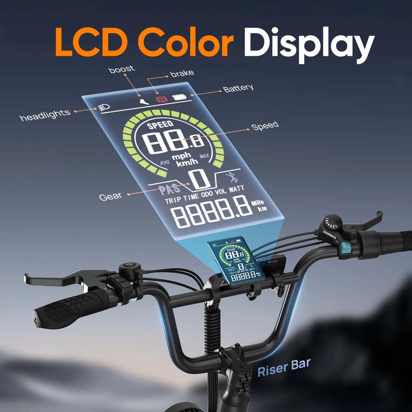 URLIFE E20PRO 20"×4 Fat Tire Ebike Adults 1500W 48V 15.6Ah Battery Front Suspension LCD Display All-Terrain Electric Bicycle
