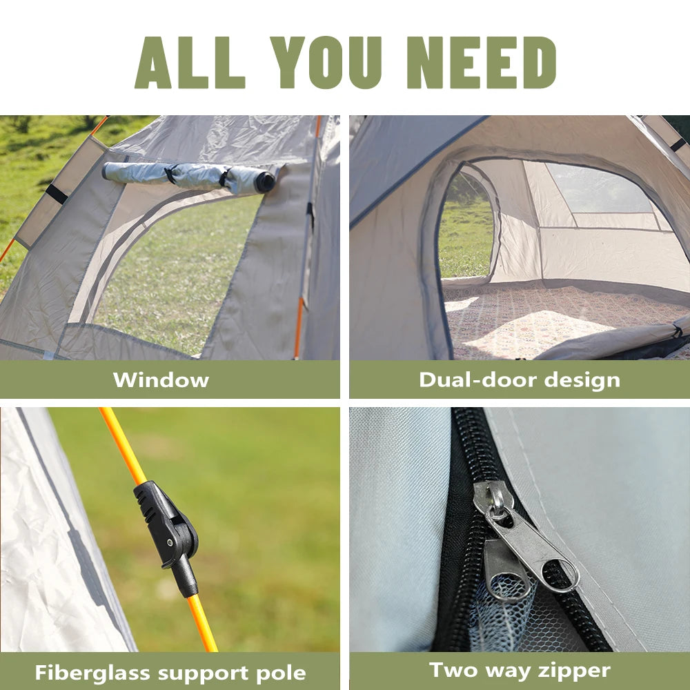Large Auto-Pop Silver Shelter - Portable Instant Sun & Rain Tent for 3-4 People, Perfect for Beach, Camping & Travel