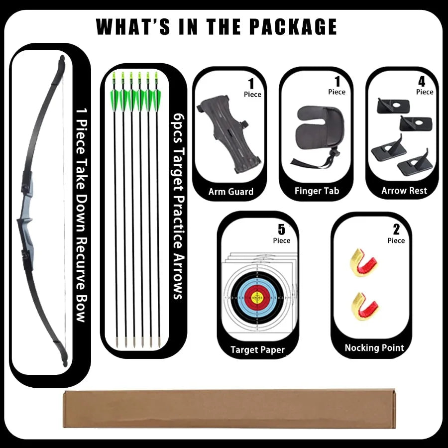 Archery Bow and Arrow Adult - Takedown Recurve Bows Archery Set for Adults Youth Beginner 20lbs 30lbs 40lbs Left and Ri