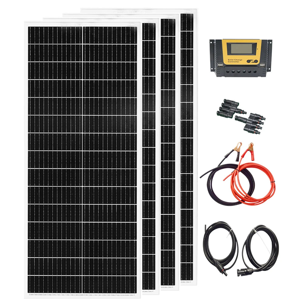 Rigid Solar Panel 1000W / 400W / 500W / 300W / 200W / 100W Solar Panels Charger Battery Charging Module Cell For Car Boat Home R