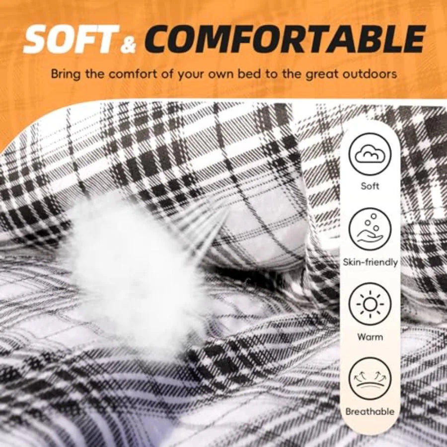 Flannel Sleeping Bag for Adults XL, Large Wide Sleeping Bags for Camping Mens Warm Cotton Sleeping Bag 4 Season Warm and Cool W