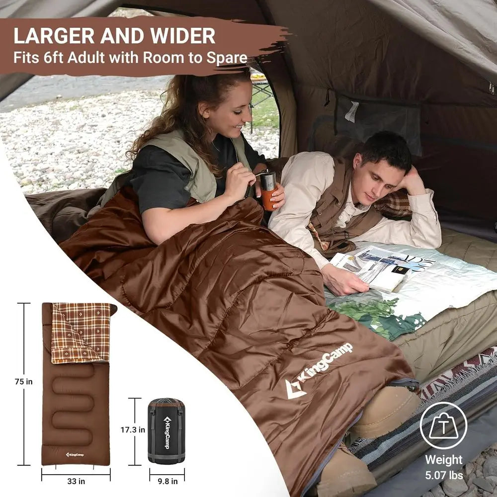Extra Large Cold-Weather Lannel Bags for Adults - Waterproof and Portable Camping Gear Accessories