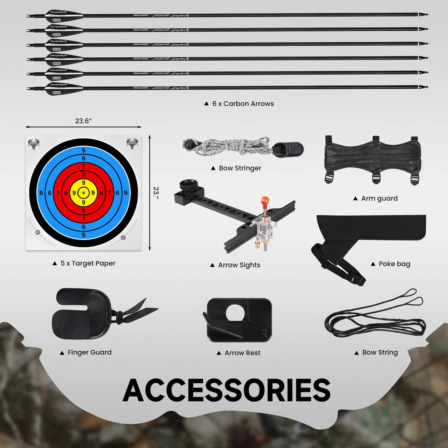 Archery Takedown Recurve Bow 62 inch for Adults, Beginners, Teens & Youth, 20-50lbs Draw Weight ,Wooden Archery Set for Outdoor