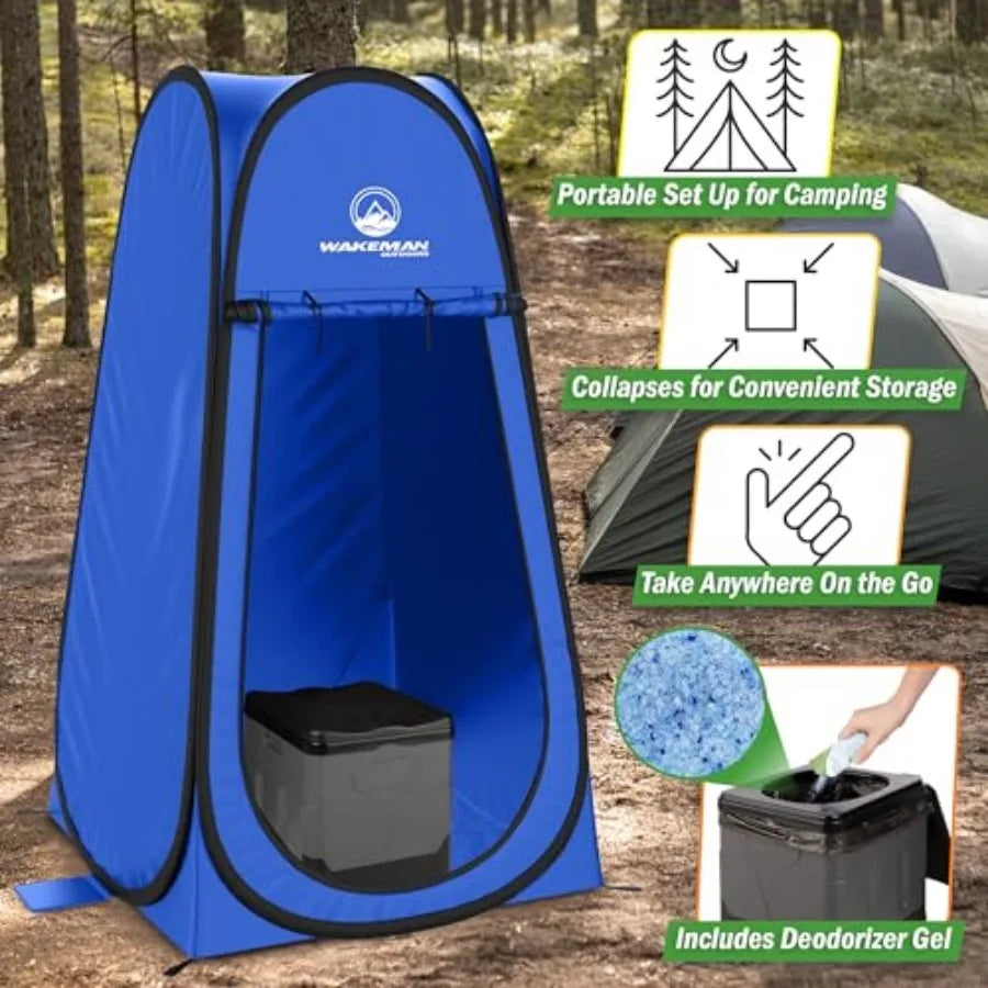 Portable Toilet for Adults with Pop Up Privacy Tent - Camping Toilet Travel Potty Bathroom Kit with Camping Shower Tent or Chan