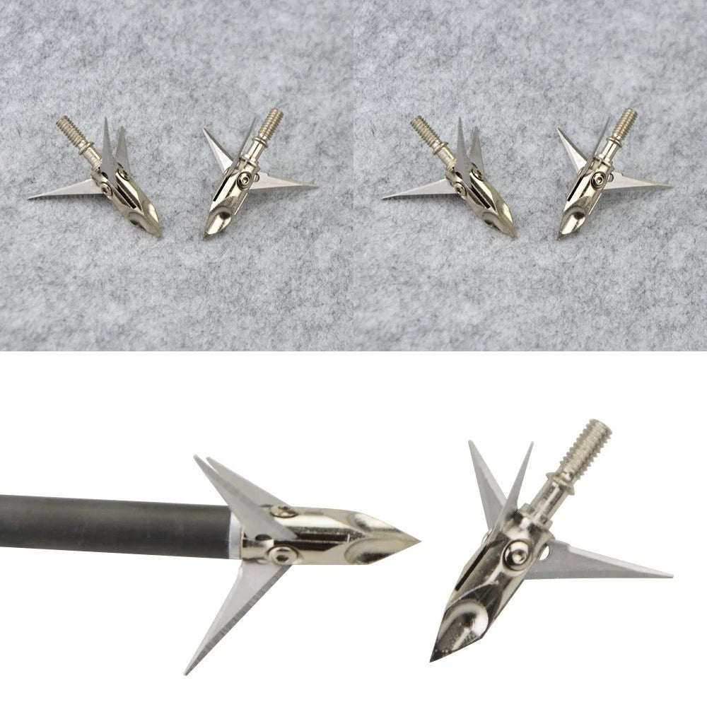 Broadheads 12pcs 3 Blade Stainless Steel 100Grain Screw-in Arrow Tips for Archery Outdoor Hunting Shooting Accessories