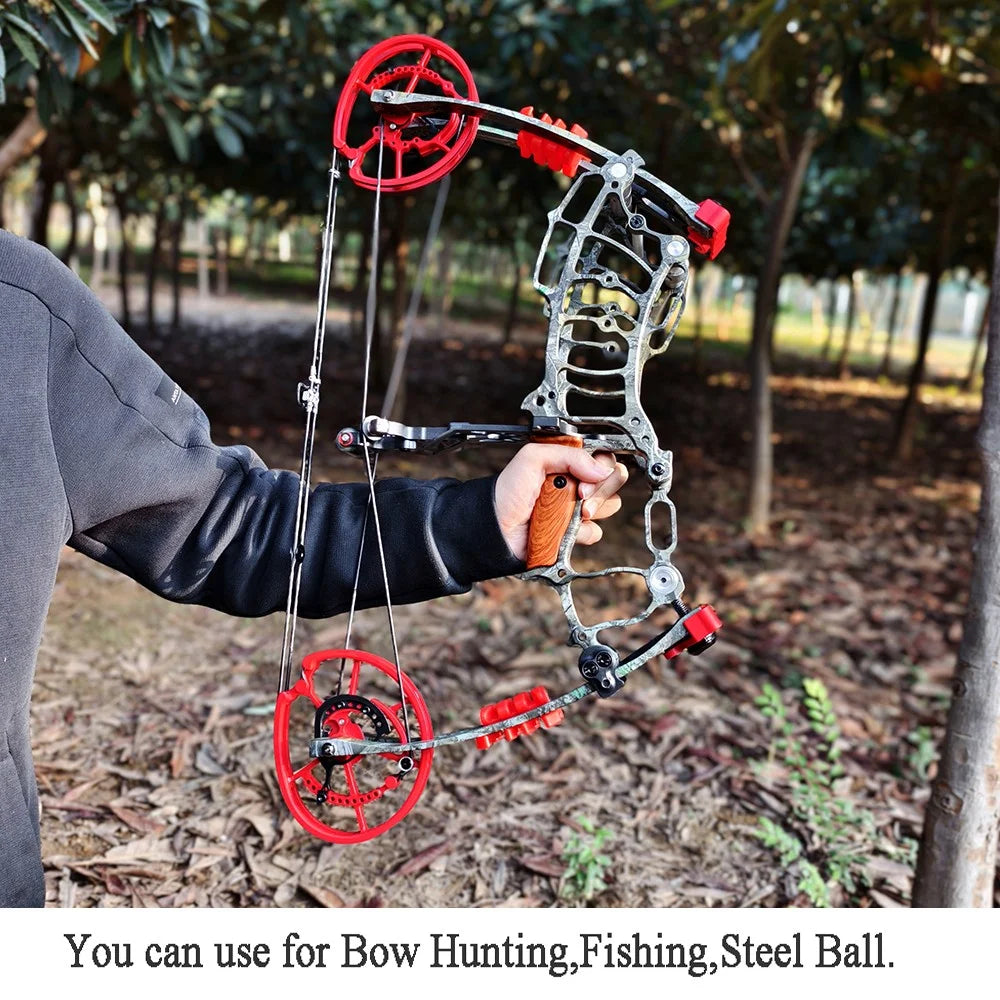 Compound Dual-use Bow Set 30-60lbs Adjustable Draw Weight 19" Axle 80% Let-off 420FPS High Speed Steel Ball Compatible Right Hand for Adults Outdoor Hunting Target Shooting Archery Accessories