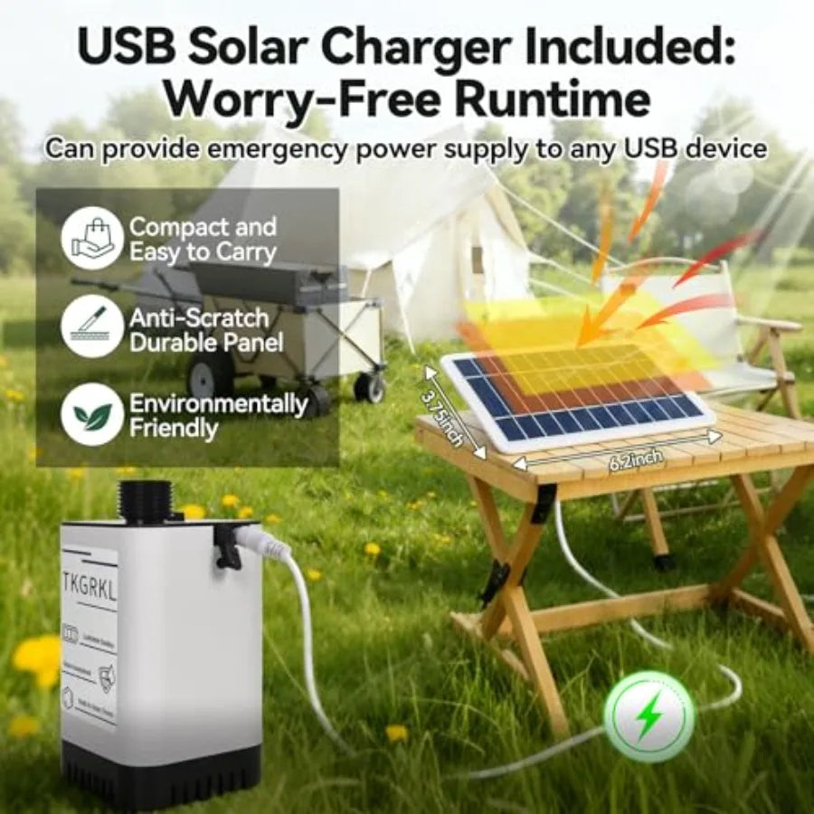 Camping shower with heater and 5-gallon water jug, portable rechargeable shower with 6000mAh battery, 1500W immersion heater, a