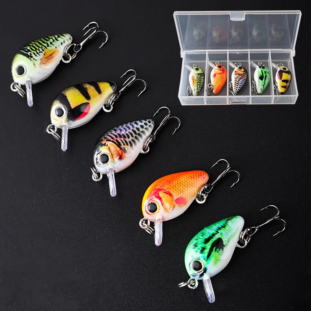 5pcs Mini Crankbait Fishing Lure 30mm 2g Floating Wobbler Artificial Hard Bait Fishing Bait for Freshwater & Saltwater Angling