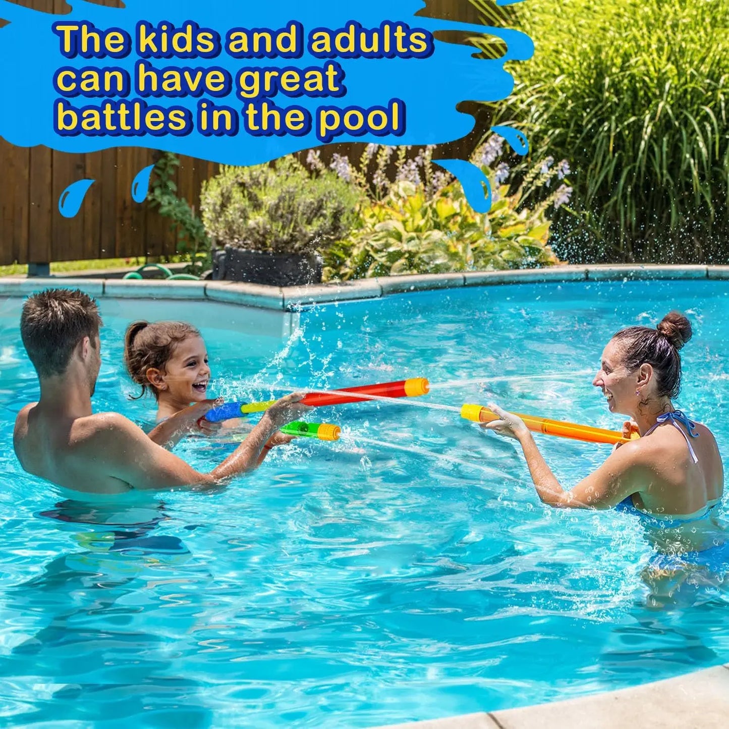 6-Pack Water Gun Set for Kids and Adults, Long-Range Squirt Toys for Pool, Beach, and Summer Outdoor Fun