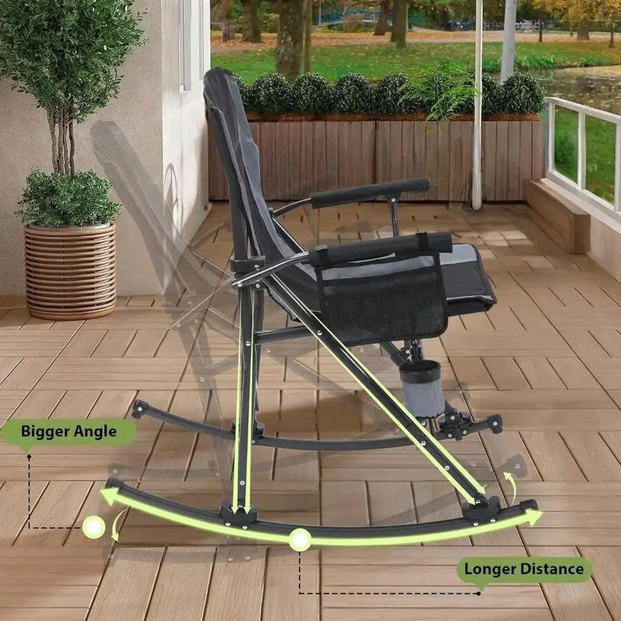 Heavy Duty Folding Camping Chair For Adults With High Back Cup Holder Steel Frame Portable Outdoor Lawn Chair