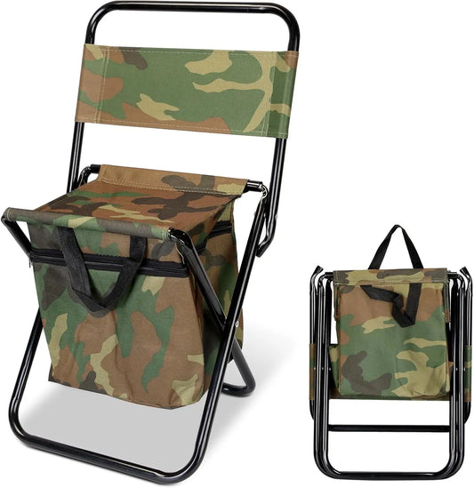 Portable Folding Fishing Chair with Built-In Cooler & Backrest