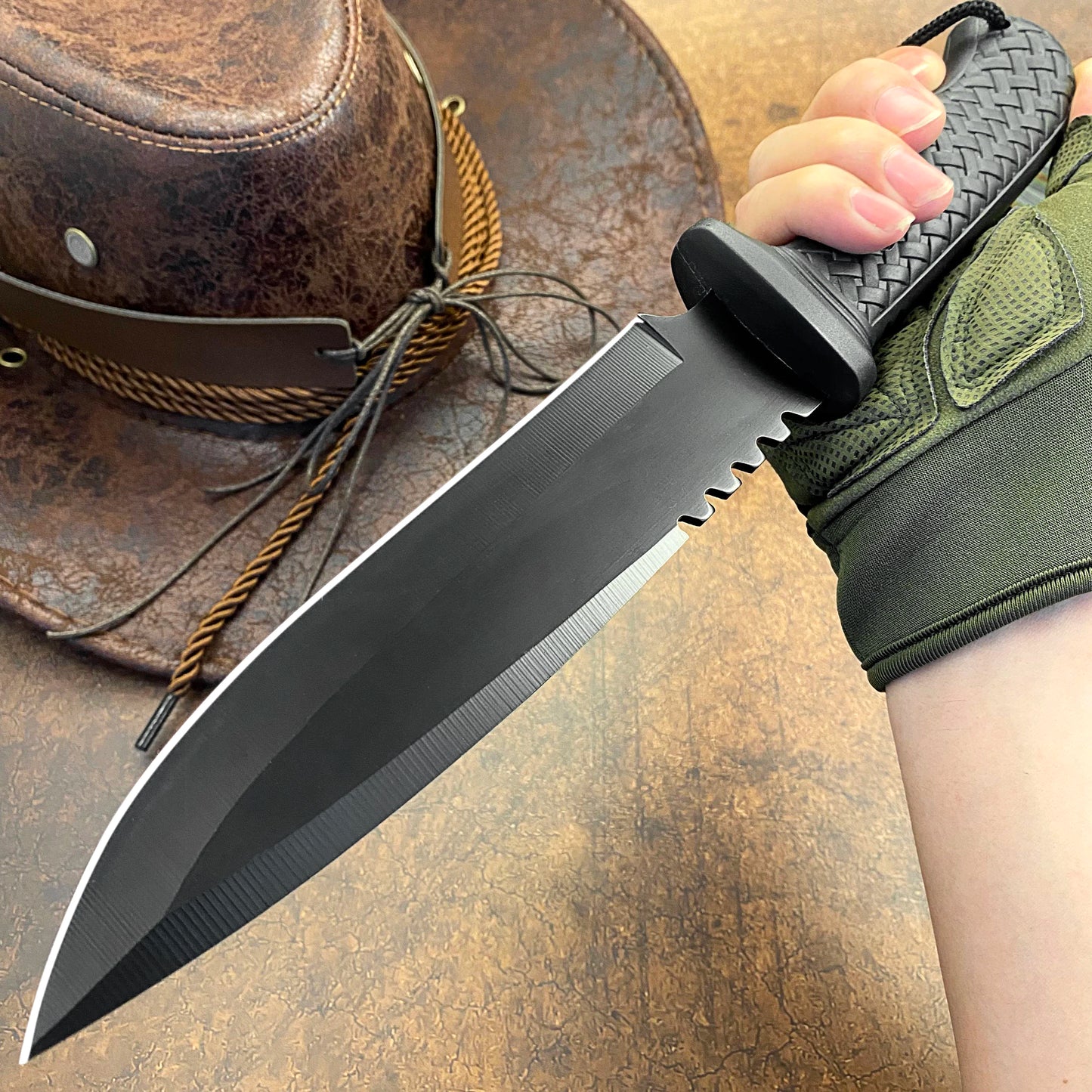 Hardman Straight Knife, D2 Outdoor Knife, Stainless Steel Blade, Safety Grip, ABS Handle, K Sheath, EDCC Outdoor Knife