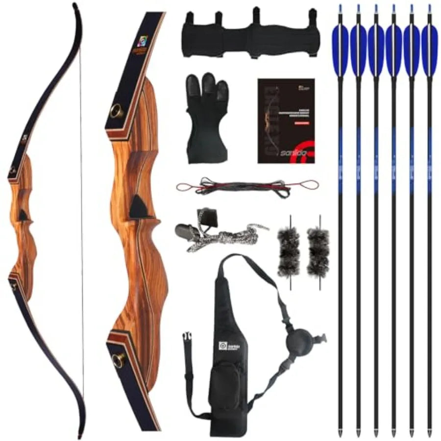 Eagle X9 New 58 RTH Standard Recurve Bow and Arrow Set for Adults and Hunters Wooden Takedown Recurve Bow Package for Outdoor a