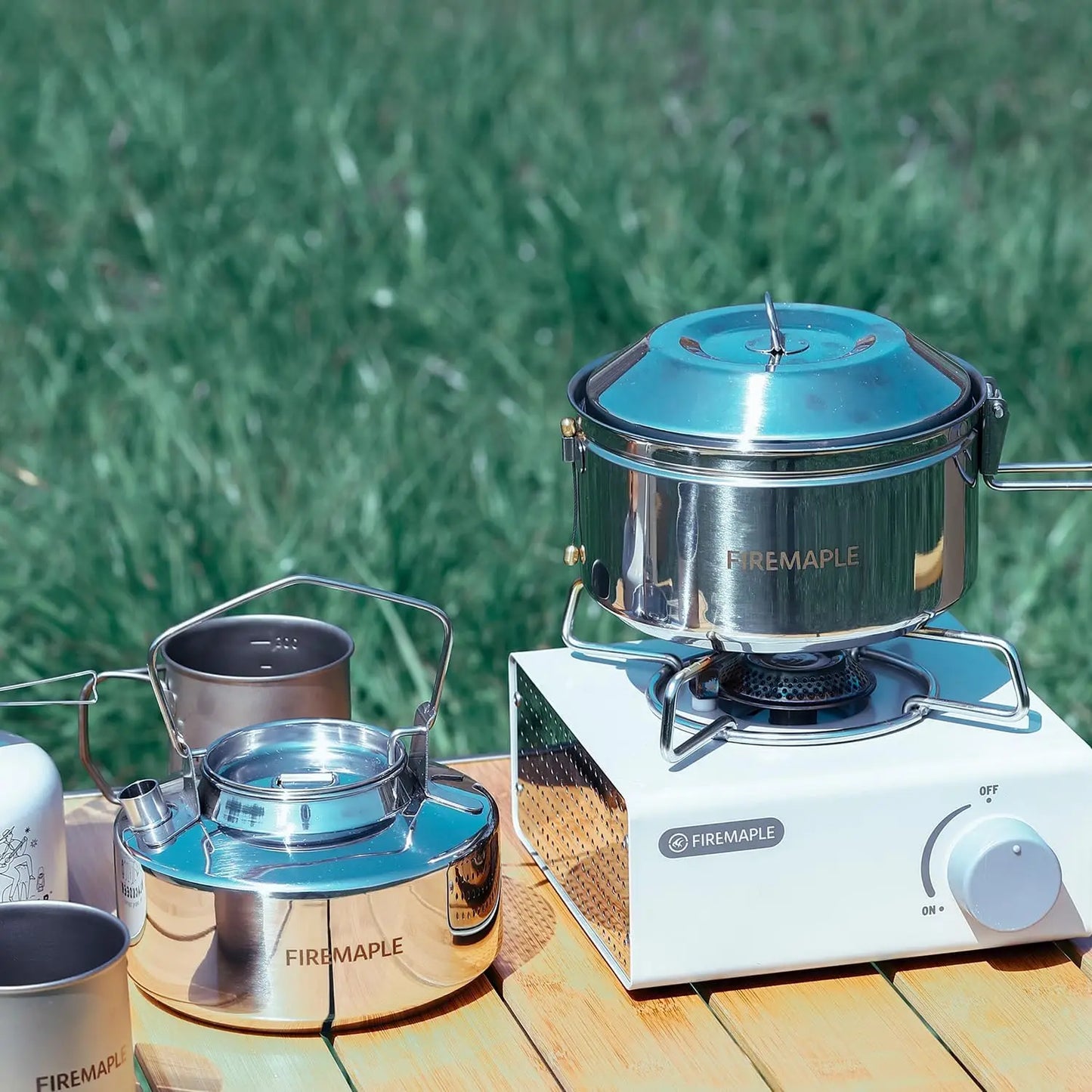 Compact Stainless Steel Camping Cookware Set - Kettle & Pot for Bushcraft, Hiking, and Outdoor Cooking