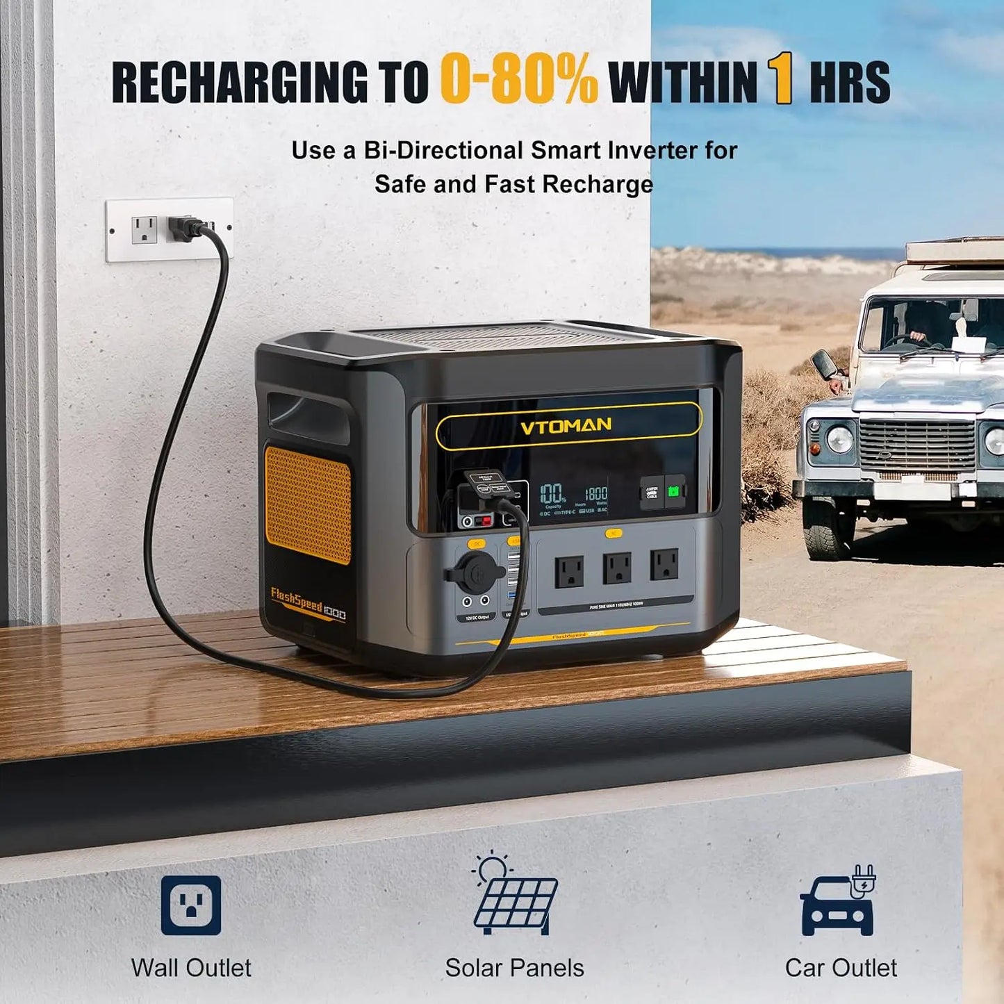 FlashSpeed 1000 Portable Power Station, 828Wh LiFePO4,1000W Output | Expandable To 2376Wh, 1H Fast Charge (0-80%)