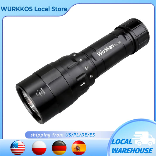 Wurkkos DL10R Scuba Diving Torch XHP70.2 LED Flashlights 4500lm 21700 USB-C Rechargeable Rotary Switch Magnetic Control