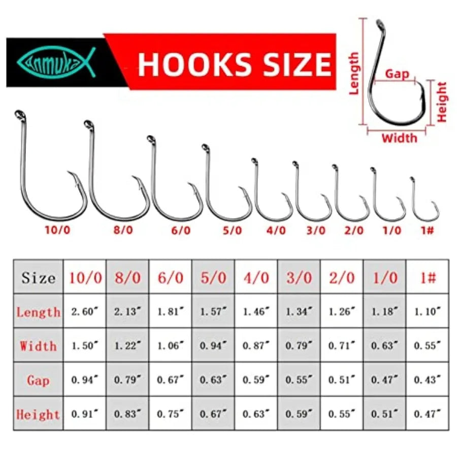 Circle Hooks Fishing Hooks 2X Strong 170PCS/Box 220PCS/Box Octopus Catfish Fish Bulk Fishing Hooks Set Saltwater Freshwater Gea