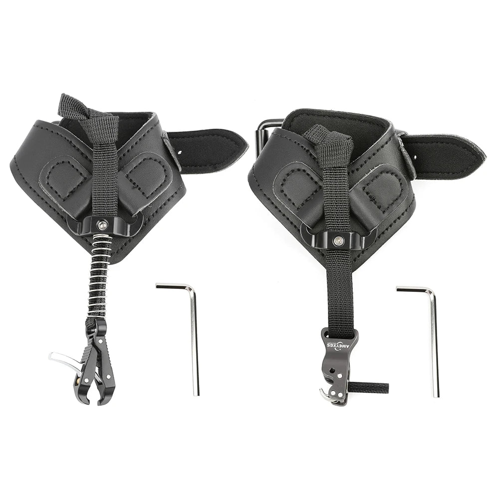 Archery Bow Release Wrist Strap Releaser Aid Leather + Alloy Trigger Caliper Outdoor Shooting Hunting Bow Accessories
