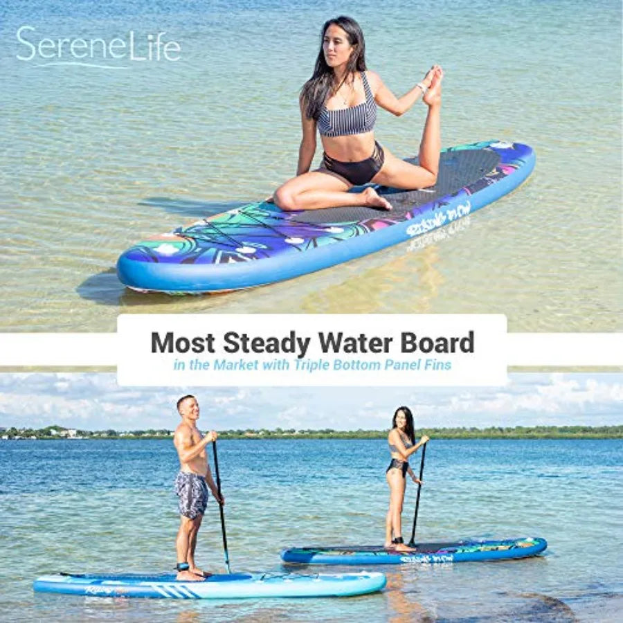 Inflatable Stand Up Paddle Board for outdoor water sports PVC material blue wide stable design with non-slip EVA deck pad 350 l