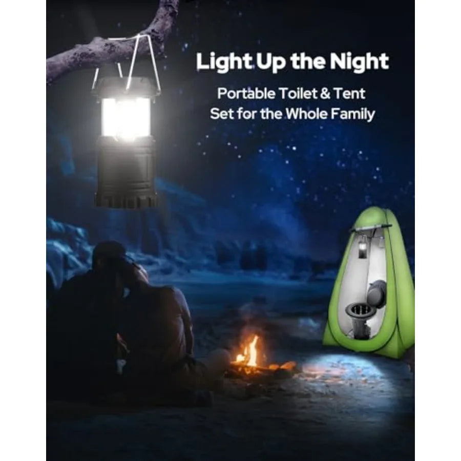 Portable Toilet with Pop-Up Privacy Tent, Camping Lantern, Compact Travel Toilet with Lid, Waste Bags and Gel Packs Outdoor, RV