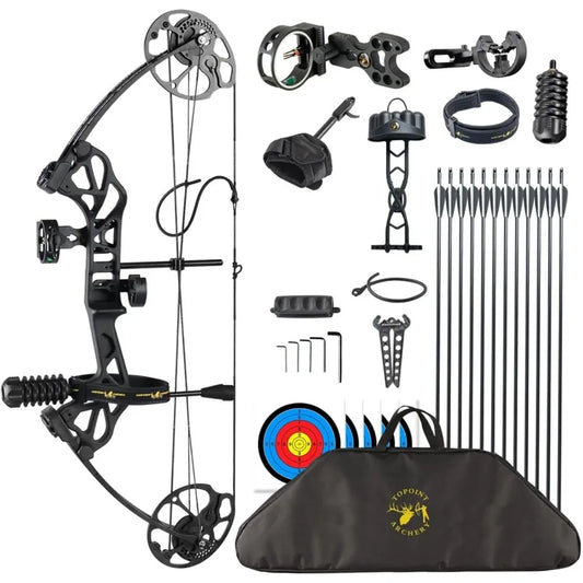 Topoint Archery Compound Bow Pro Set Easy to Adjust No Bow Press Needed Bow and Arrow Set 1931 Draw Length 070 Lbs Draw Weight