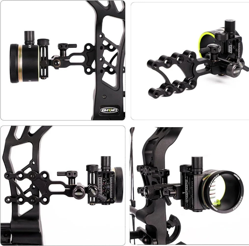 5 Pin Compound Bow Sight 0.019" Fiber Optic Adjustable Alloy Right Hand for Hunting Target Shooting Outdoor Practice Accessories