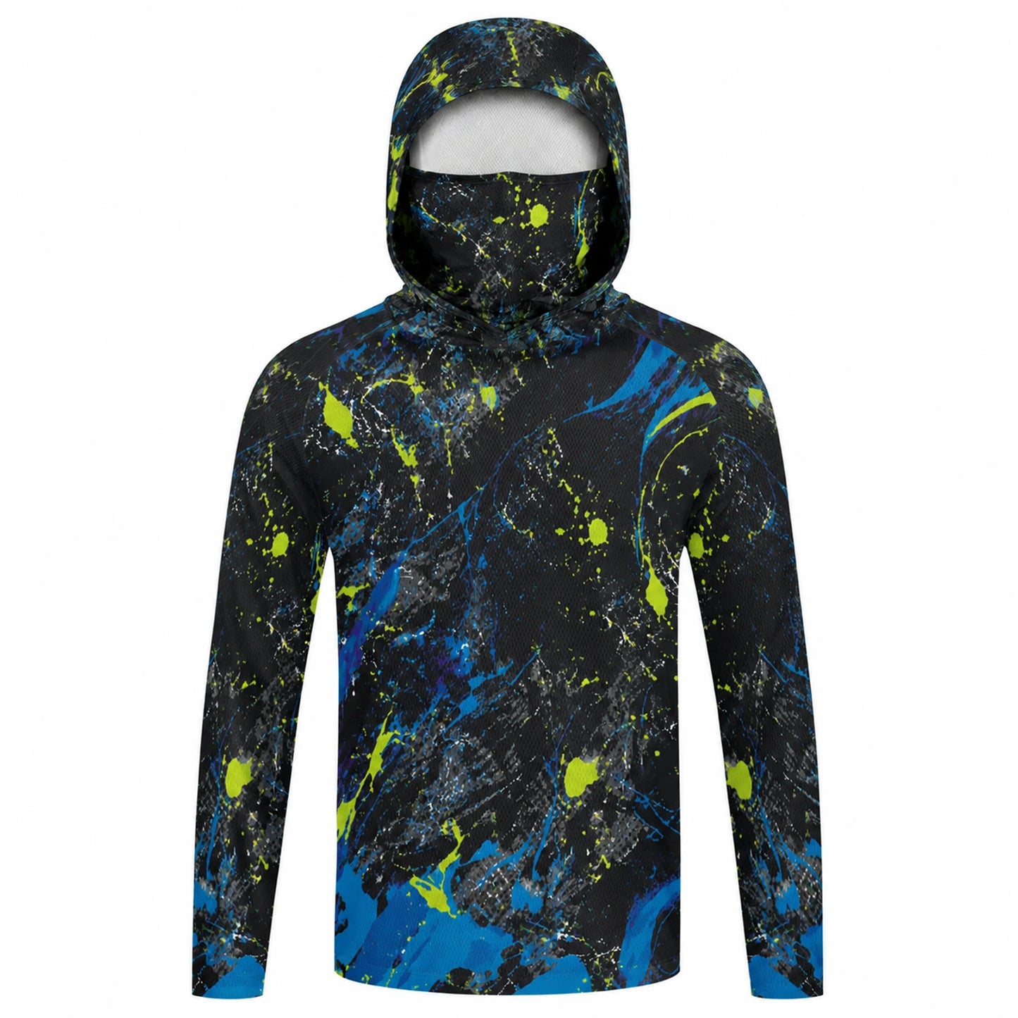 UPF 50+ Long Sleeve Hooded Face Cover Fishing Shirts Quick Dry Sweatshirts Breathable UV Protection Men Fishing Jerseys