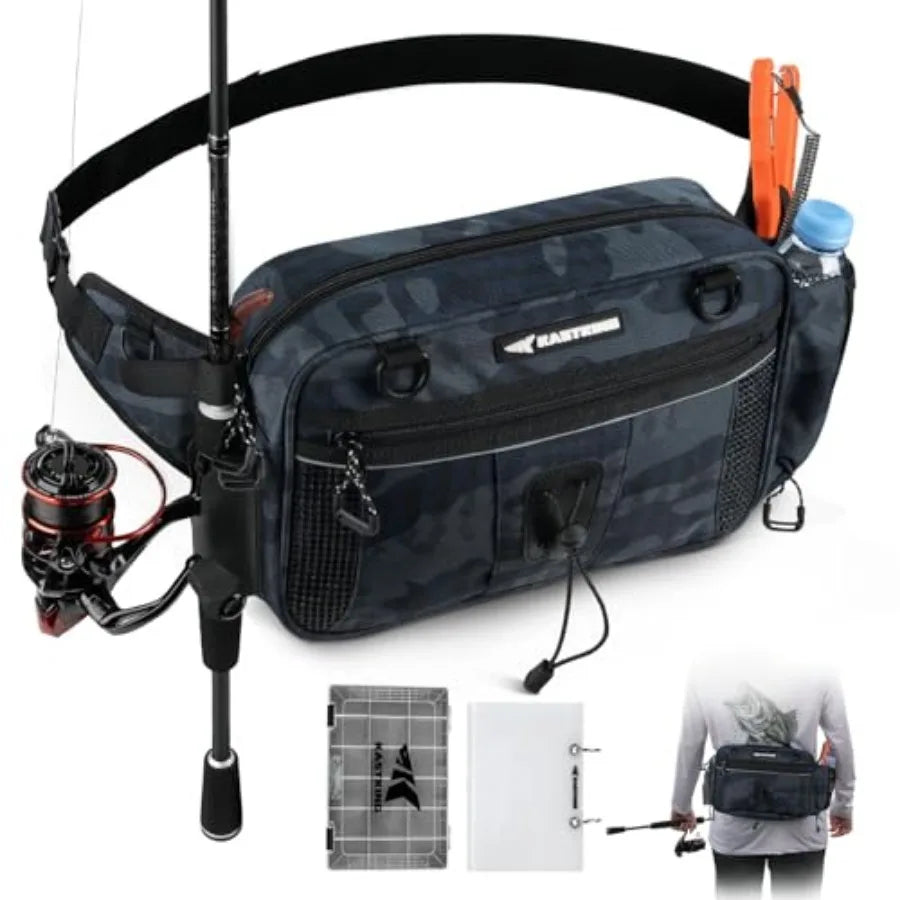 BaitSpace Waist Bag Waterproof Tackle Storage Bag With Adjustable Belt, Fishing Fanny Pack for Men, Soft Bait Organizer, 3600 U