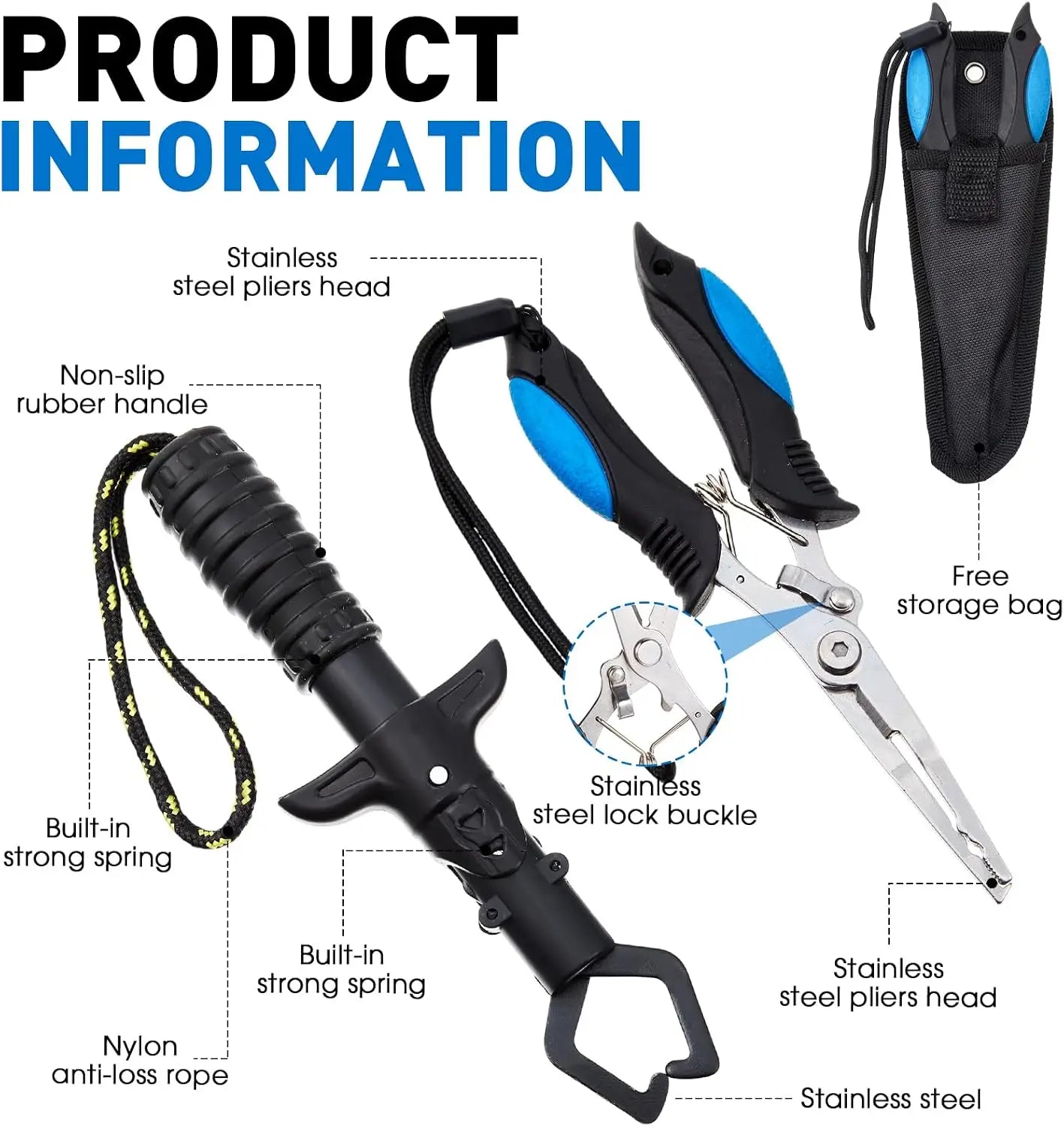 10 Pcs Multi Function Fishing Tool Set Include Fishing Pliers With Lanyard & Protective Sheath Landing Net Fillet Knife Fish Scale Fish Gripper Hook Remover Braid Scissors Fishing Gloves Ideal Gift For Anglers Father