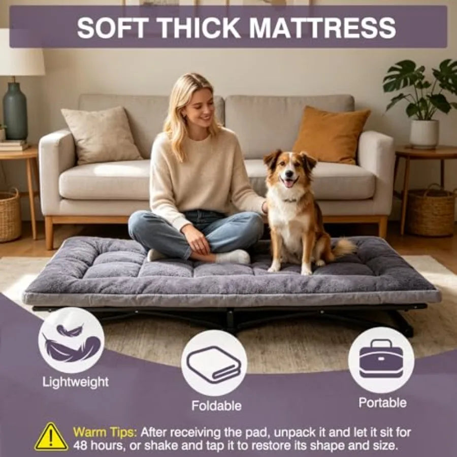 Thick Camping Sleeping Pad, Fluff Camping Cot Pads for Adult, Soft Sleeping Mat, Non-Slip Camping Cot Mattress Topper 75"x28" f