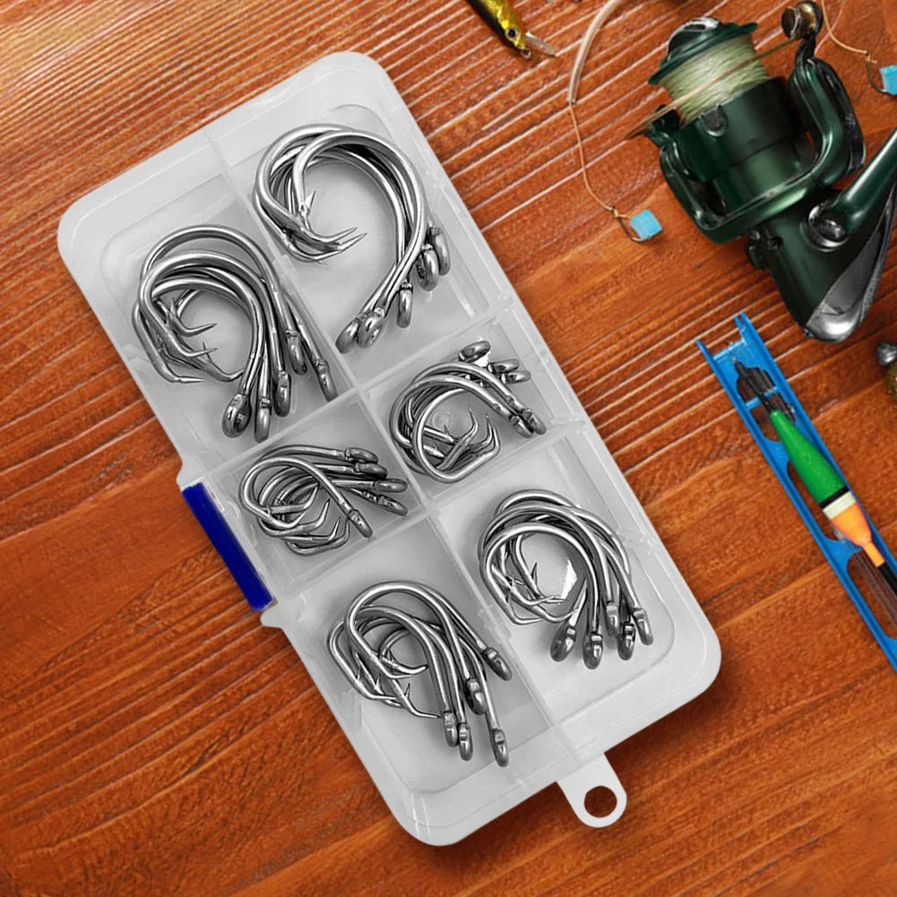 30pcs/box Fishing Circle Hooks Stainless Steel Octopus Fishing Hooks Saltwater Barbed Fish Hooks Fishing Accessories
