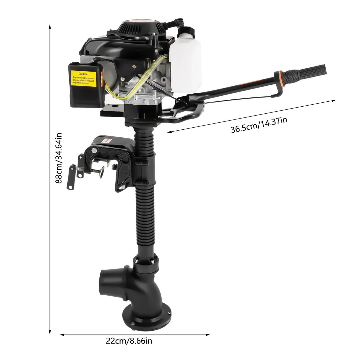 4-Stroke 4HP Outboard Motor Short Shaft, 55CC 5500RPM Heavy Duty Fishing Boat Engine with CDI Ignition System and Wind Cooling, Inflatable Boat Motor for Fishery Production, Water Rescue