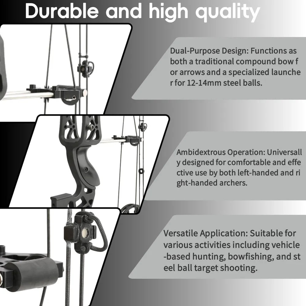 Dual-use Compound Bow Set 40-65lbs Archery Aluminum Alloy Riser Left/Right Handed for Outdoor Hunting Shooting