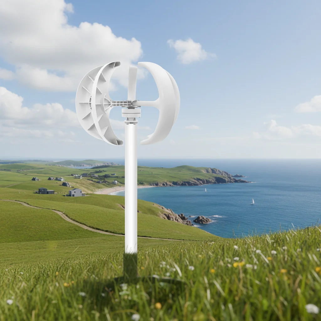 Low Start-Up Wind Speed Vertical Axis Turbine Wind Power Generator with Controller & Flange Plate for Home Ship Hybrid Use