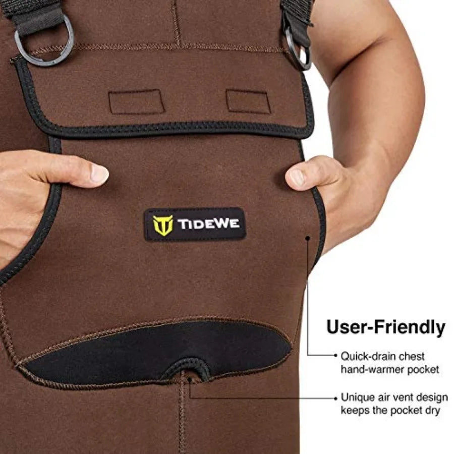 Neoprene Waders, Cleated Bootfoot Men Chest Waders, Waterproof Fishing and Hunting Neoprene Chest Waders