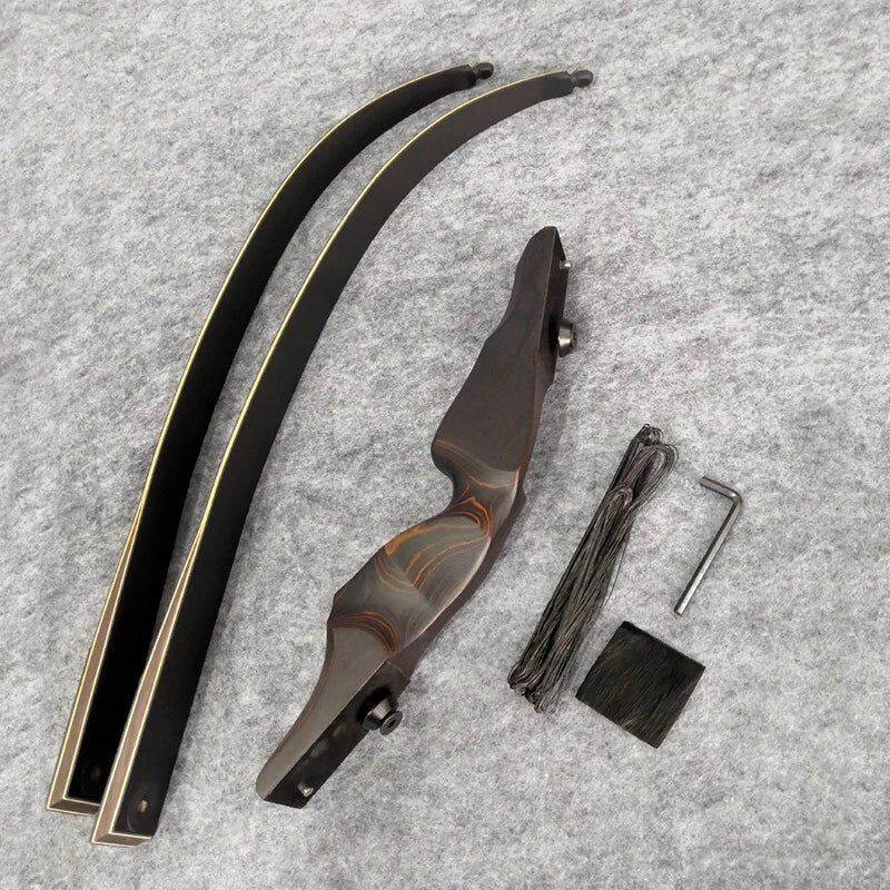 Hunting Recurve Bow 60" Takedown Archery Bow 25-60lbs Bamboo Laminated Limbs Wooden Riser Suitable for Right Hand Shooters