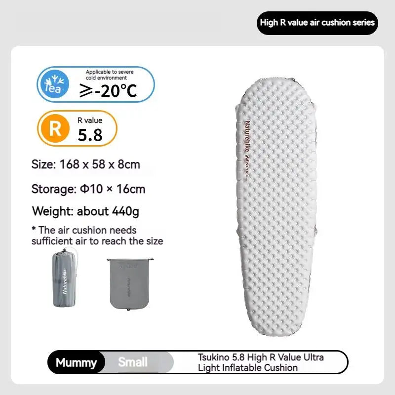 Naturehike R-value5.8 Inflatable Sleeping Mattress Ultralight Portable Folding Warm Cushion Hiking Outdoor Camping Mat Bed Pad