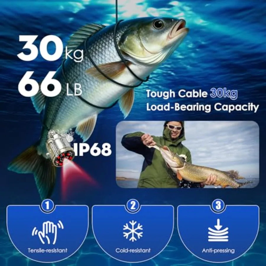Underwater Fishing Camera 4.3" HD DVR Portable Fishing Camera 140-Degrees Wide Angle 1200TVL Fish Finder with 8pcs IR Lights fo